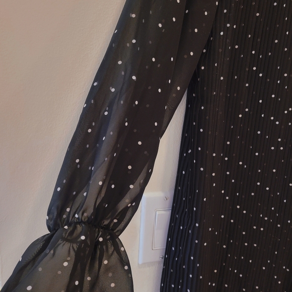 Spring chiffon pleated dot dress - Picture 3 of 11